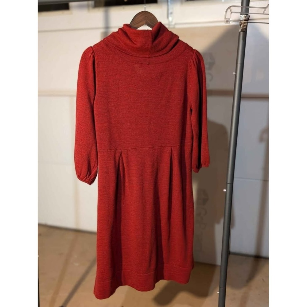 AGB Dress Women's Sweater Dress Size M Cowl Neck 3/4 Sleeve Rust Orange - Picture 7 of 9